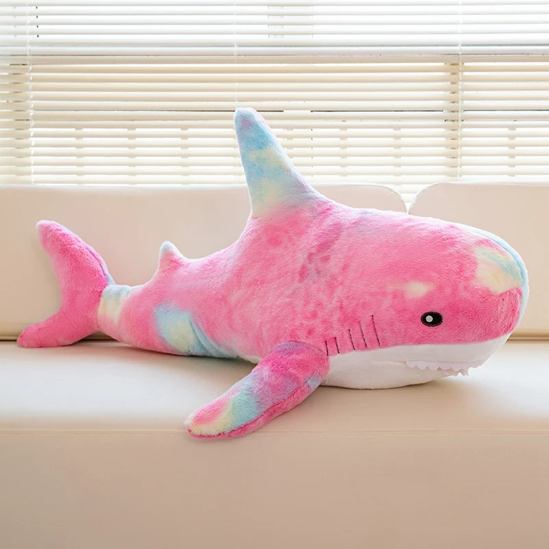 100cm Cartoon Hot Sell Soft Rainbow Shark Plush Doll Pillow Sea Creatures Colorful Shark Plush Toy Warm Hug For Boys Girls Gifts