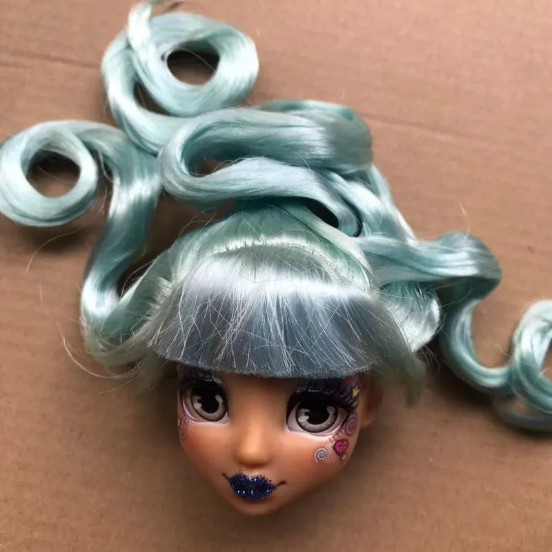 Quality Doll Heads Sparkly Alive Glasses Eyes No Hair Doll Parts White Purple Gold Hair Blue Black Skin Doll Accessories
