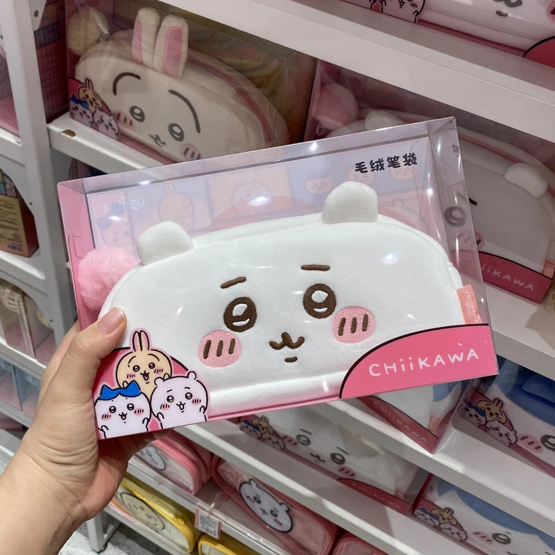 Cute Hachiware Series Plush Embroidery Pencil Case Ins Style Cartoon Usagi Large Capacity Student Storage Bag Gift