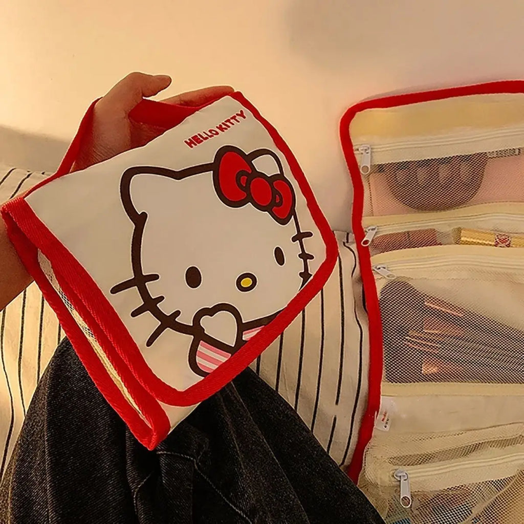 Cute Portable Travel Wash Up Storage Bag Girls Gifts Hello Kitty Kuromi Stitch KT Cat Cartoon Cosmetic Bag For Girl Kawaii Gifts