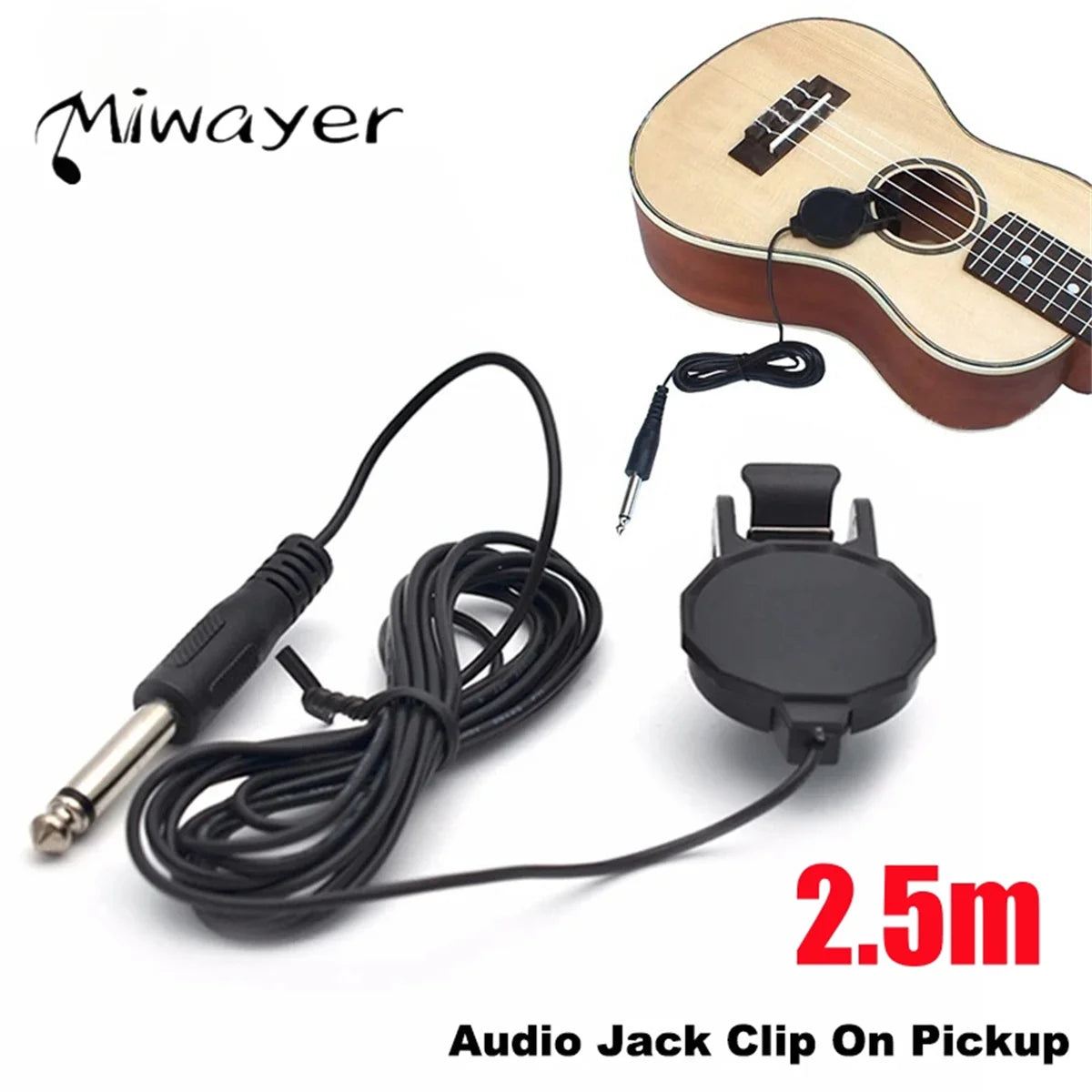 Audio Jack Clip On Pickup for Acoustic Guitar\Mandolin\Bouzouki\Violin\Banjo\Ukulele Length 2.5 M Sound Pickup Transducer