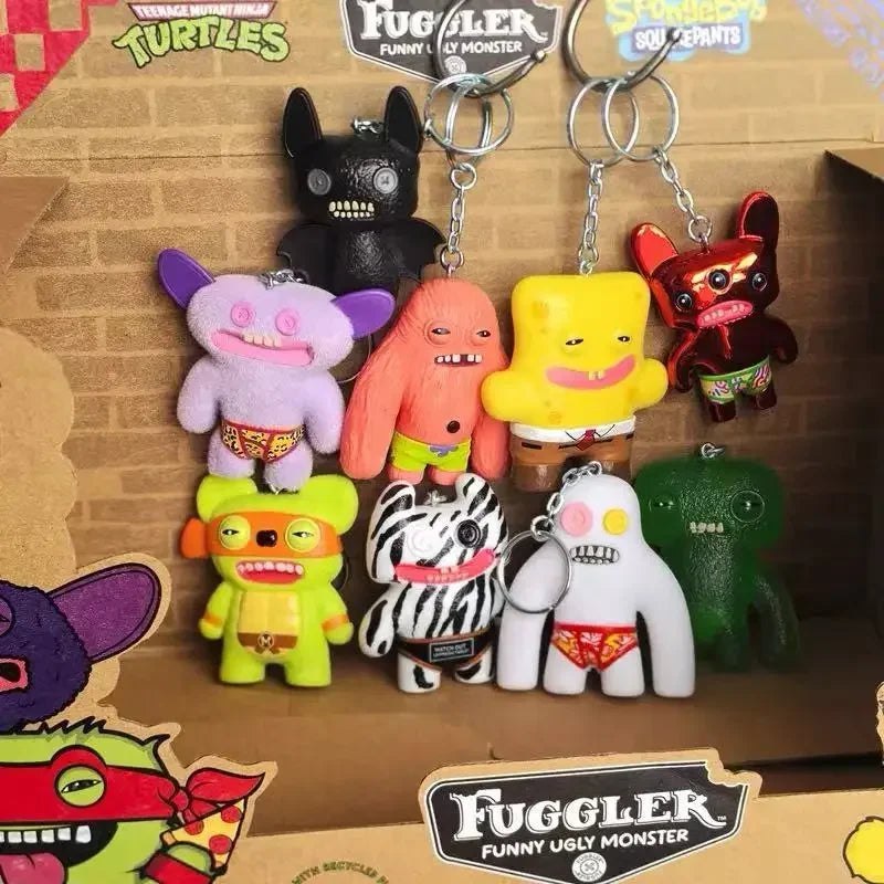 Original Fuggler Random Keychain Blind Box 2 Figure Ugly Funny Monster Tooth Wide Eyed Weirdo Collection Model Bag Pendant