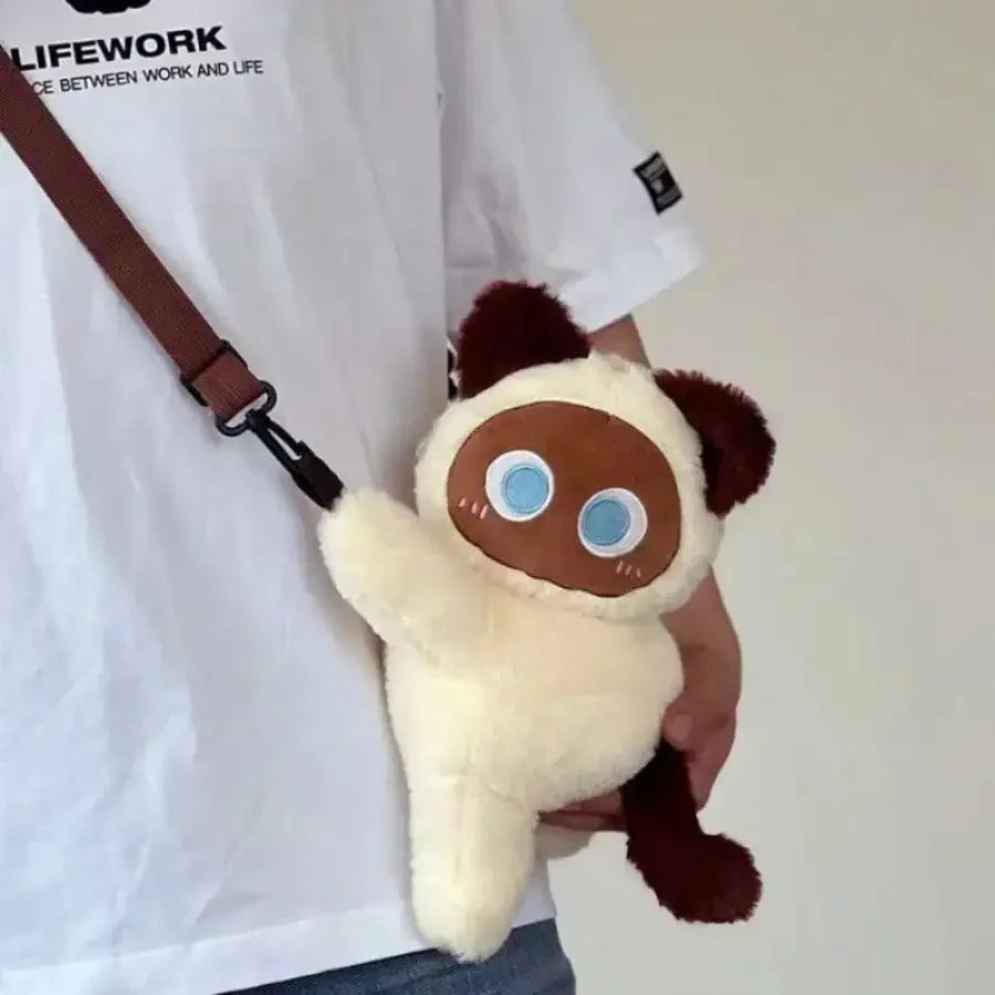 Black Cat Backpacks Big Eyes Kitten Doll Plush Kawaii Stuffed Animals Shoulder Bag Large-capacity Soft Toy Fashion Crossbody Bag