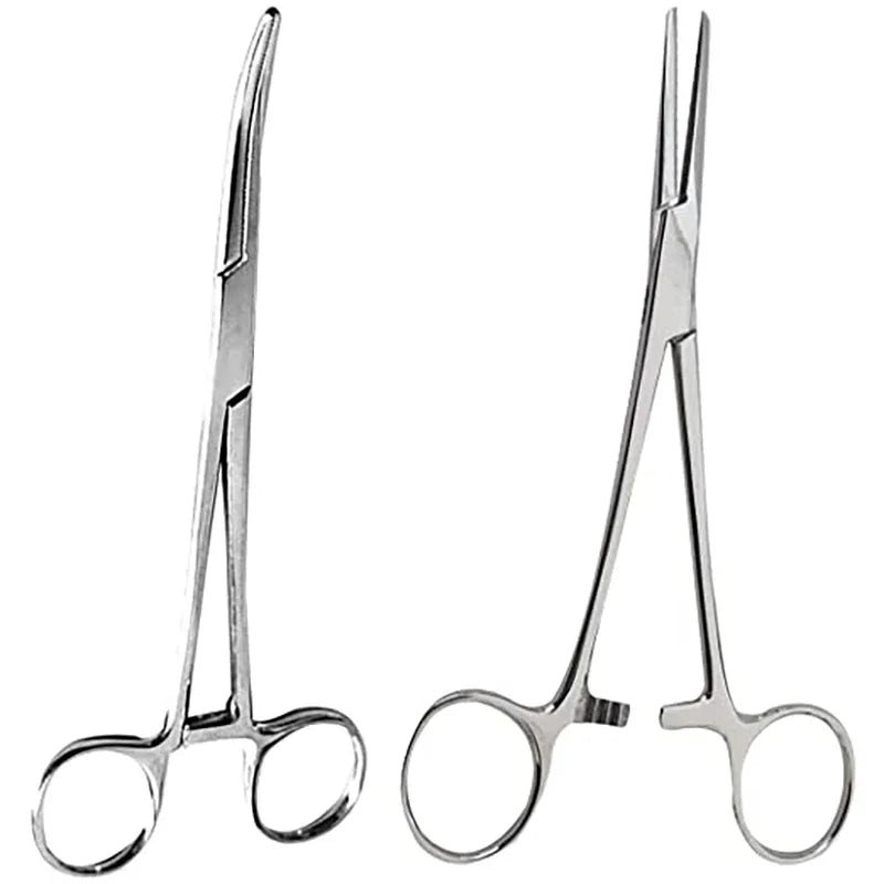 1pc Stainless Steel Hemostatic Forceps Surgical Forceps Tool Hemostat Locking Clamps Forceps Fishing Pliers Curved/Straight Tip