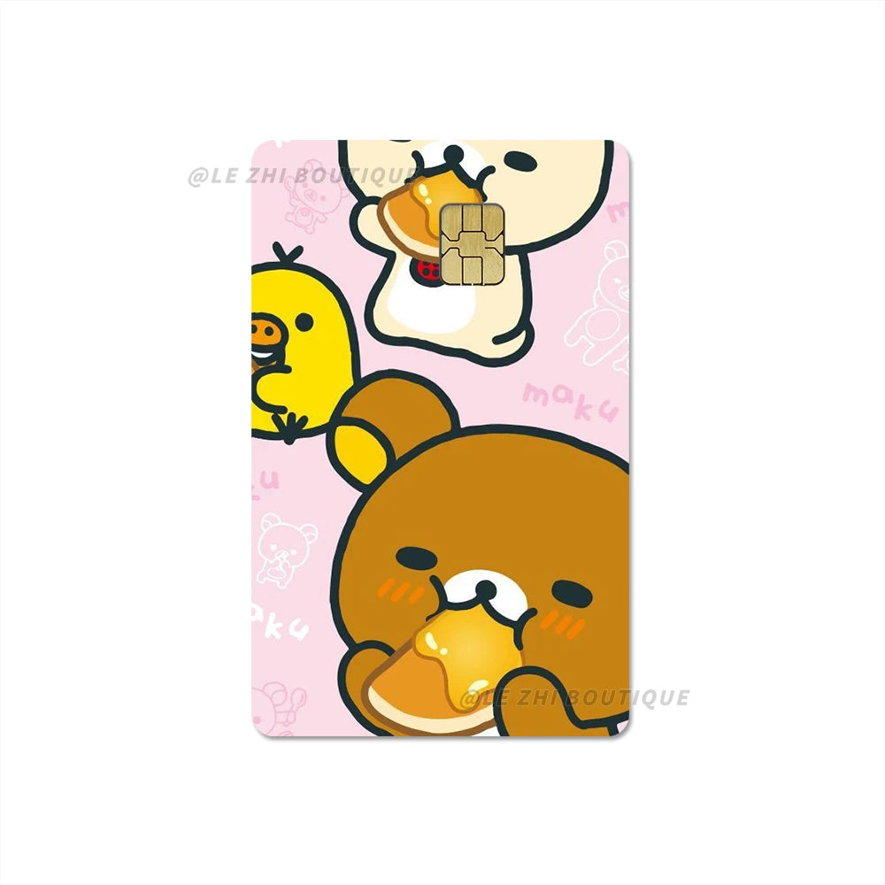 Japan Anime Cute Cartoon Bear Credit Debit Card Sticker Kawaii Bus Pass Diy Waterproof Small Chip Film Sticker Decoration