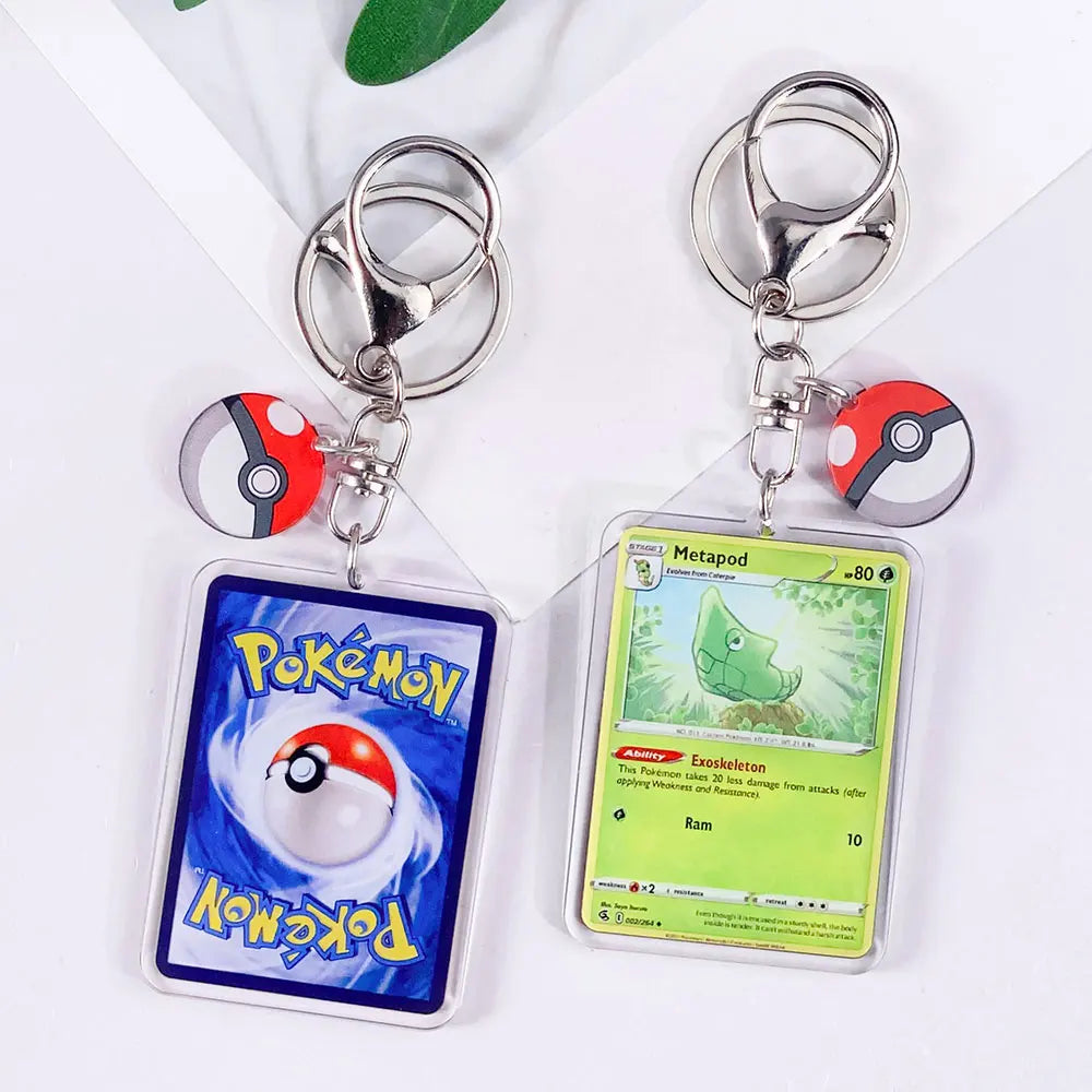 Pokémon Card Cute Acrylic Car Keychain Accessories Pikachu Charizard Gengar EeveeBag Charm Backpack Pendant Gifts For Friends