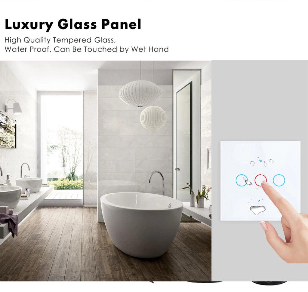 EU WiFi Smart Light Switches No Neutral Wire Touch Switch RF433 Smart Home Life Tuya App Control Support Alexa Google Home