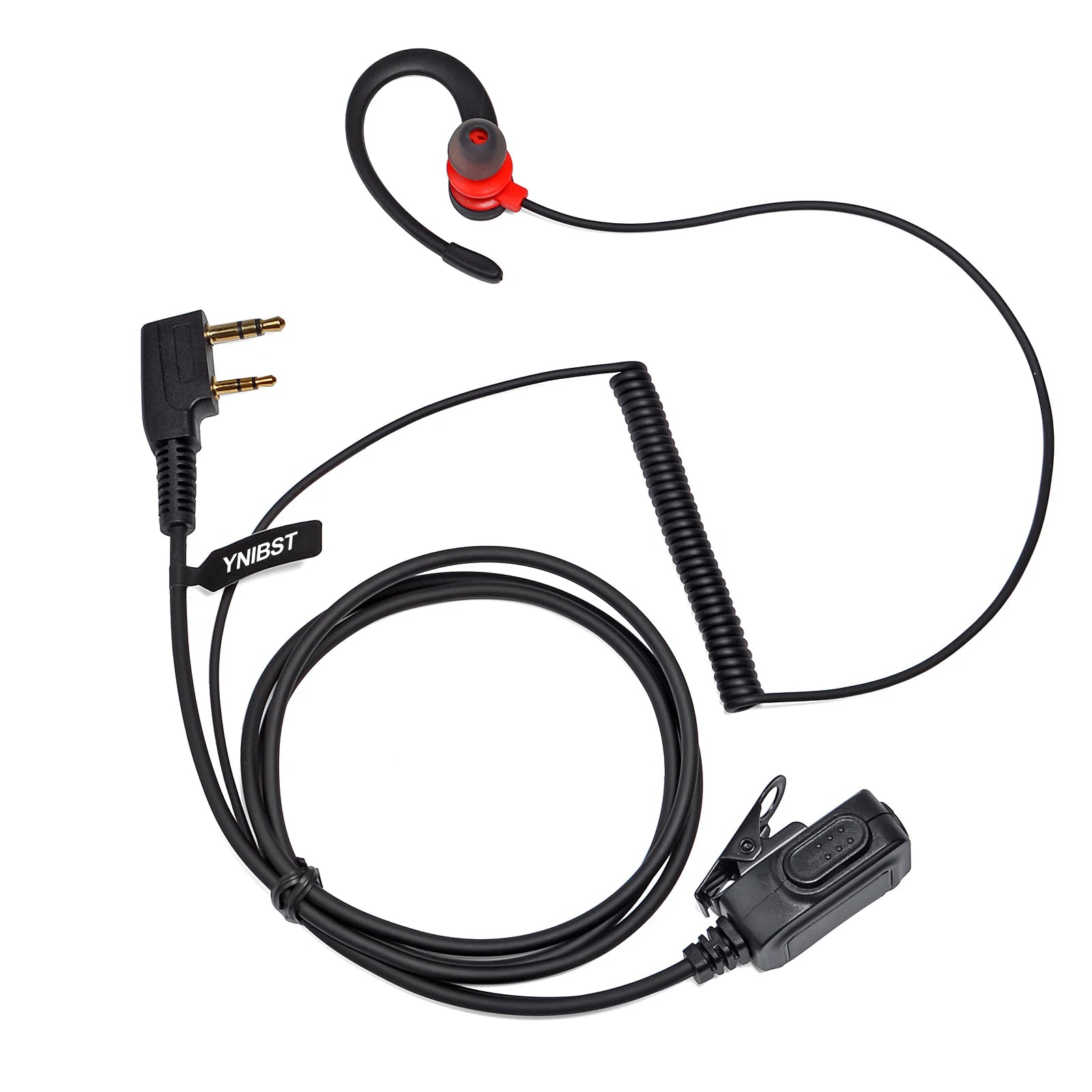Two Way Radio 2 Pin K Head Soft Ear Hook Earpiece Walkie Talkie Headset with Mic PTT for BaoFeng UV-5R BF-888s Kenwood Retevis