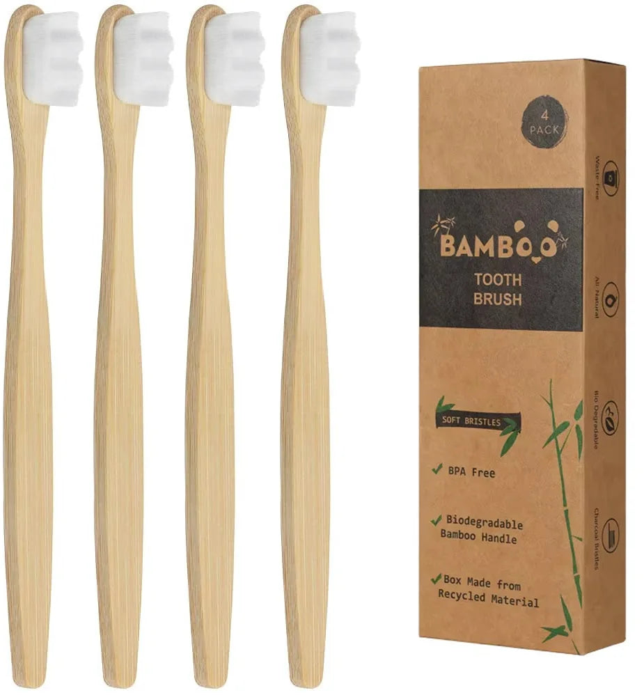 New 4Pcs Soft Bamboo Micro-Nano Toothbrushes, Extra Soft Toothbrush with 20000 Bristles Designed for Sensitive Gums Kids Adults