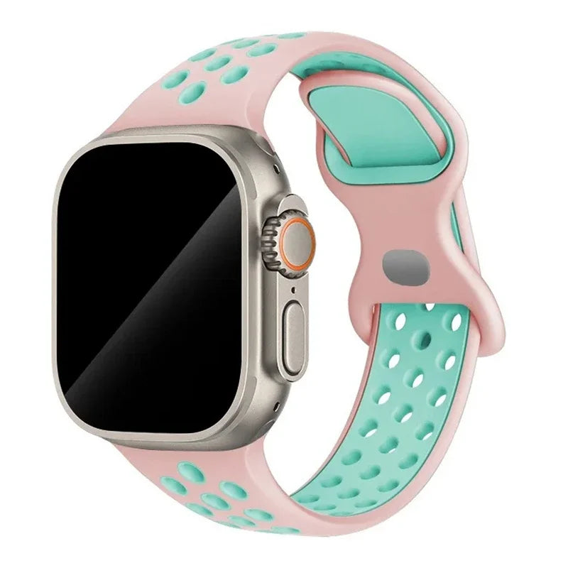 Original Sport Strap for Apple Watch Band 46mm 49mm 45mm 44mm 38 42mm Colored Particles Rubber Band IWatch Ultra 10 9 8 7 6 5 SE