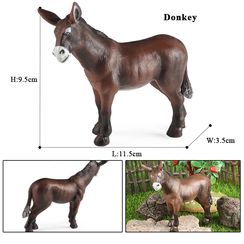 Oenux Farm Model Simulation Goose Duck Pig Hen Cow Horse Sheep Action Figures Poultry Animals Figurine Miniature Cute Kids Toy