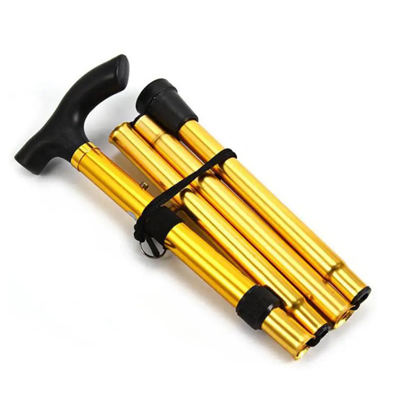Telescopic Walking Stick Outdoor Hiking Trekking Poles Aluminum Alloy Metal Folding Cane Crutches Pole For Elderly People
