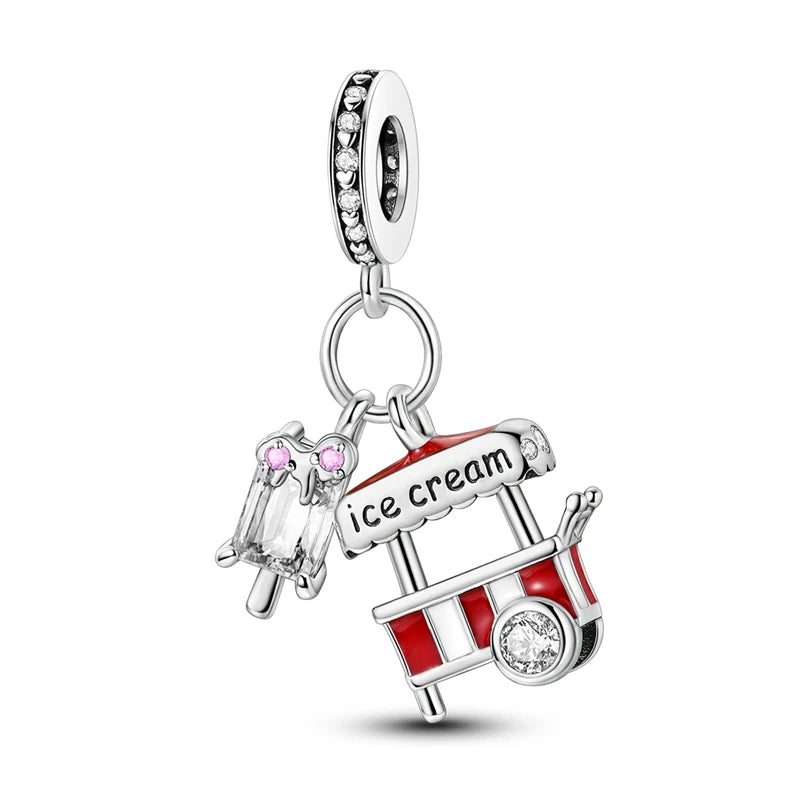 925 Sterling Silver Tailor Sewing Machine Telephone Alarm Clock Charms Pendants Fit 925 Original Bracelets DIY Jewelry