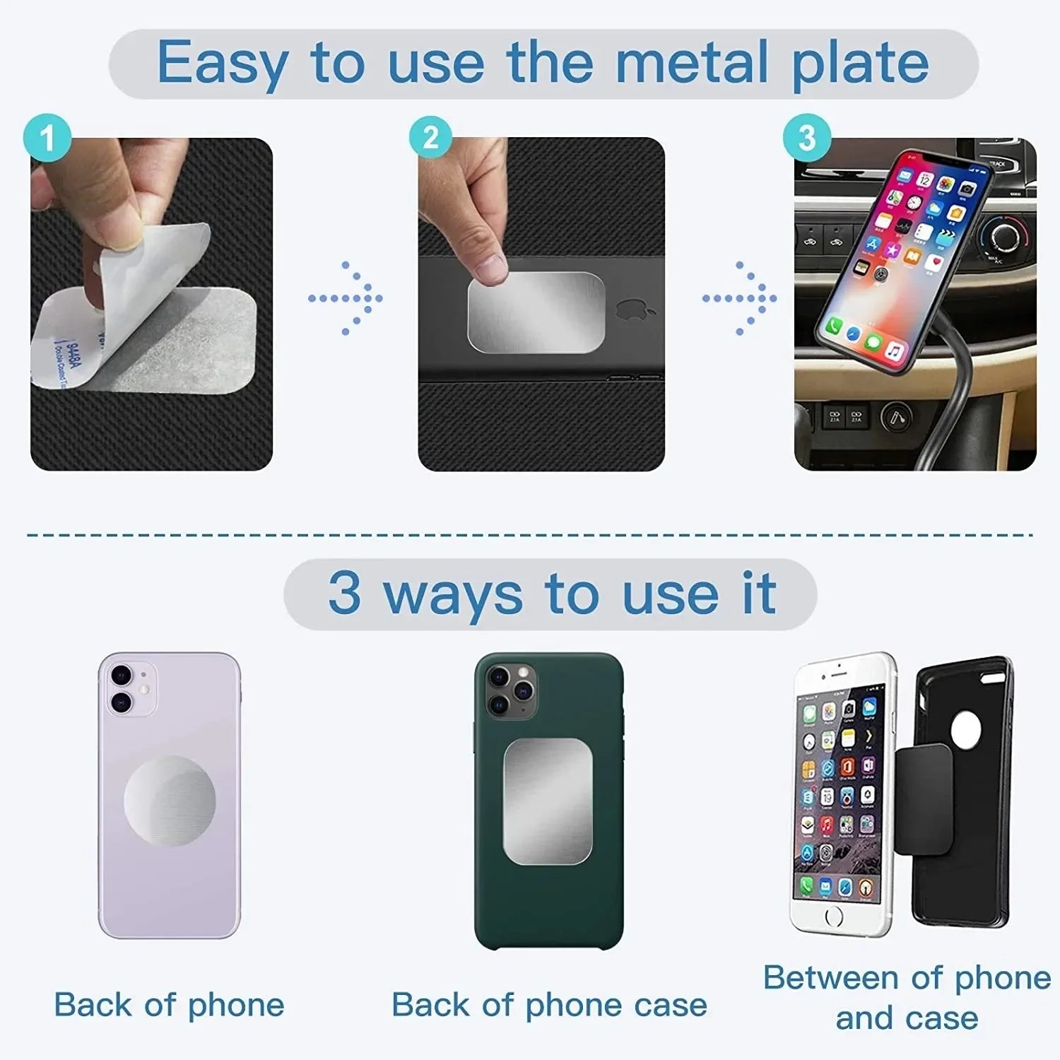 Magnetic Metal Plate for Car Phone Holder Stand Universal Iron Sheet Sticker Tablet Desk Cell Phone Bracket Magnet Sticker Mount