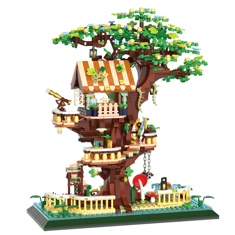 1130PCS Creative Sakura Tree House Building Blocks City Street View Architecture Model Micro Bricks Gift Toy for Kid Girl Adult