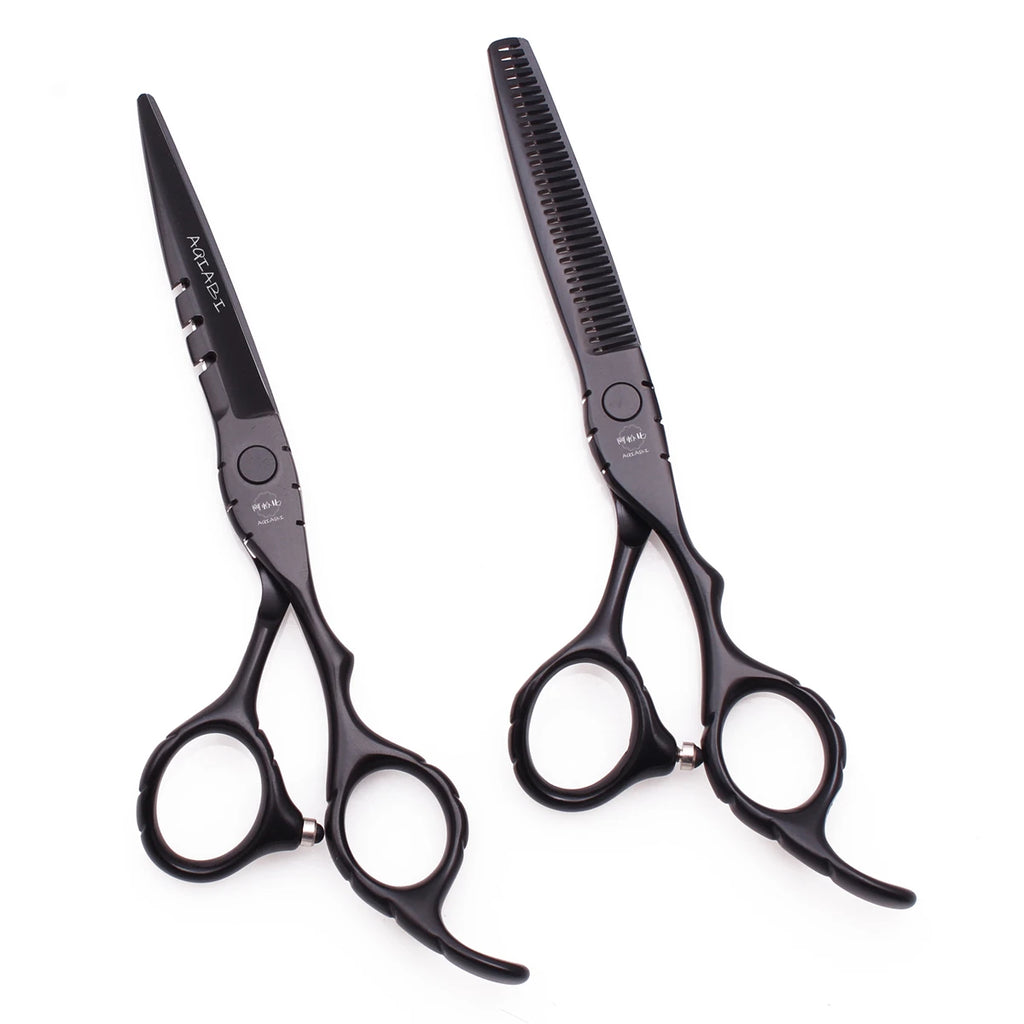 Professional Hairdressing Scissors 5.5" 6" AQIABI Japan Stainless Thinning Scissors Barber Shop Hair Cutting Scissors Red A1010