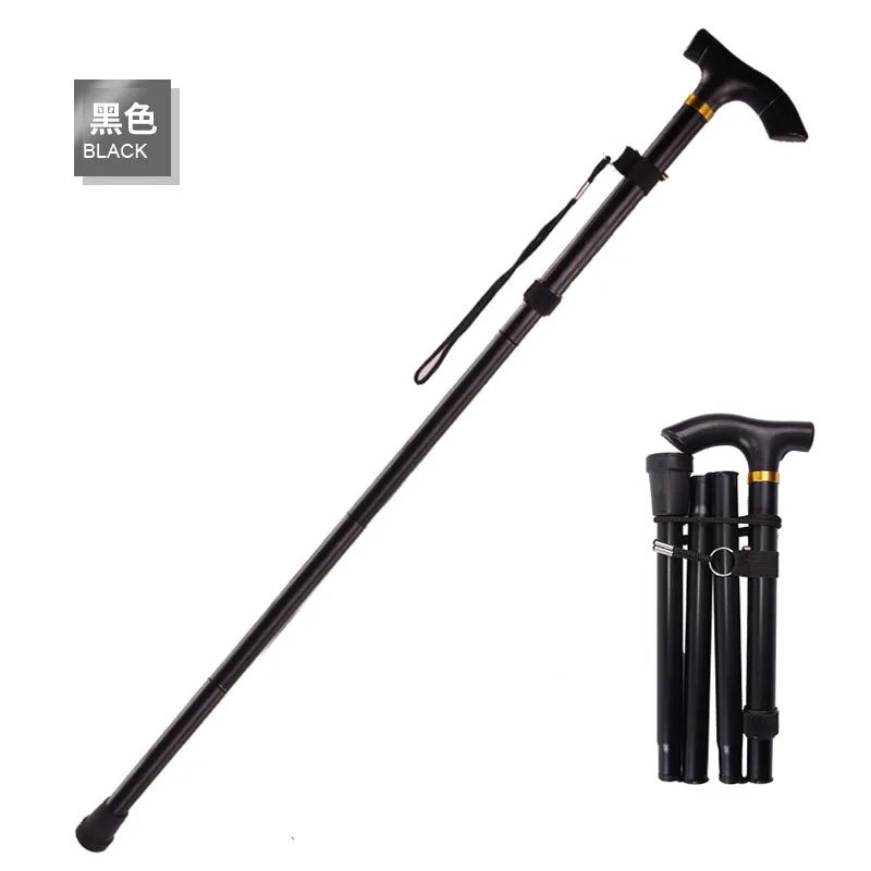 Folding Cane Portable 5-Level Adjustable Height Walking Stick with Foldable Design Wrist Strap