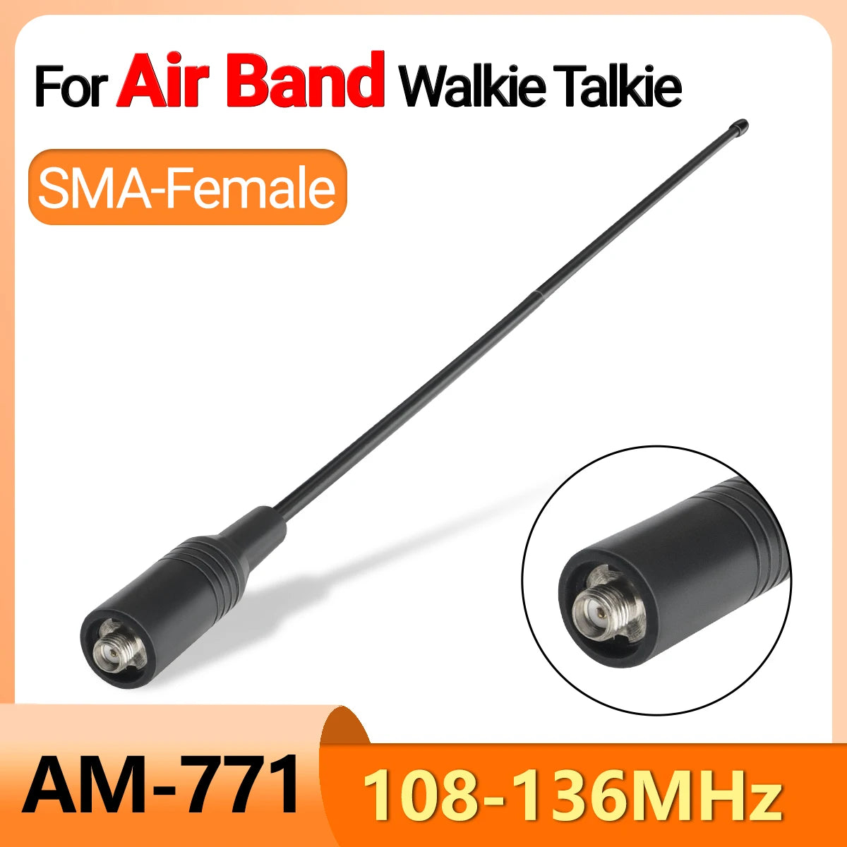 AM-771 Air Band SMA-Female Antenna 108-136MHz for Quansheng UV K5 (8) K6 Baofeng UV 5RH 21 PRO V2 UV-98 Walkie Talkie Ham Radio