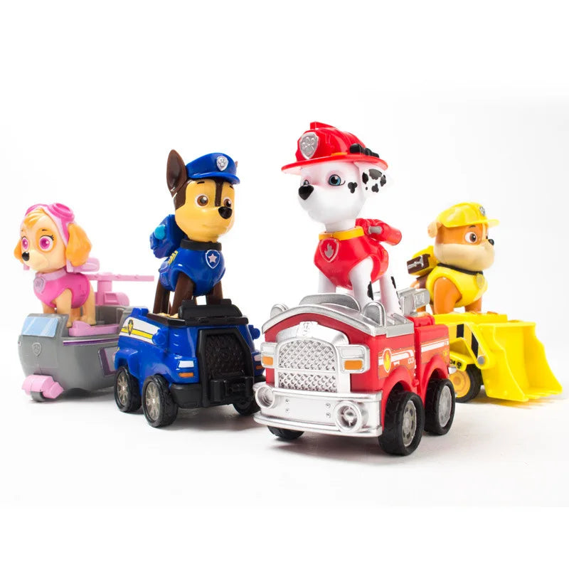 Genuine Paw Patrol PVC Cartoon Model Car 4-6cm Ryder Mashall Chase Rubble Skye Puppy Patrol Toys Figure Children Christmas Gifts