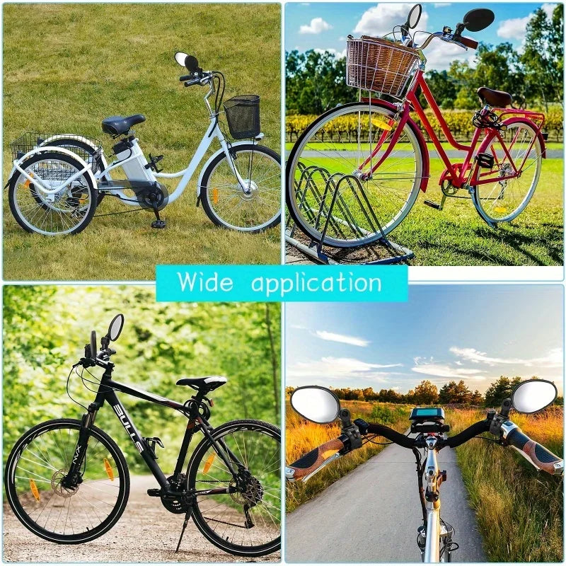 1/2PCS  Bike Mirrors, Acrylic Convex Oval Rearview for Cycling360° Rotatable Shockproof Handlebar Mount Mirrors for Mountain &