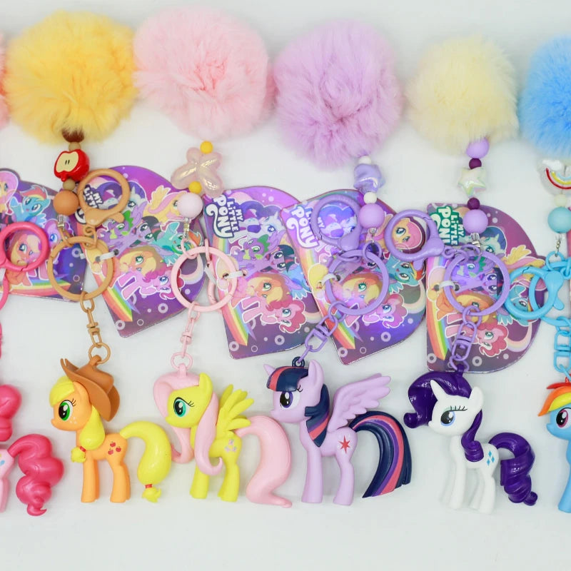 My Little Pony Action Figure Rainbow Dash Twilight Sparkle Fluttershy Pinkie Pie Toy Key Chain Bag Pendant Decoration Kids Gifts