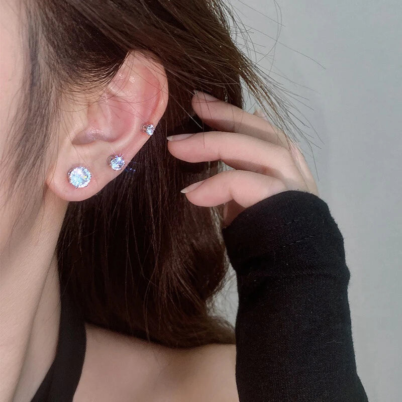 1/3 Pair Crystal Strong Magnetic Ear Stud Clip Earrings for Men and Women Punk Round Zircon Magnet Earrings Non Piercing Jewelry