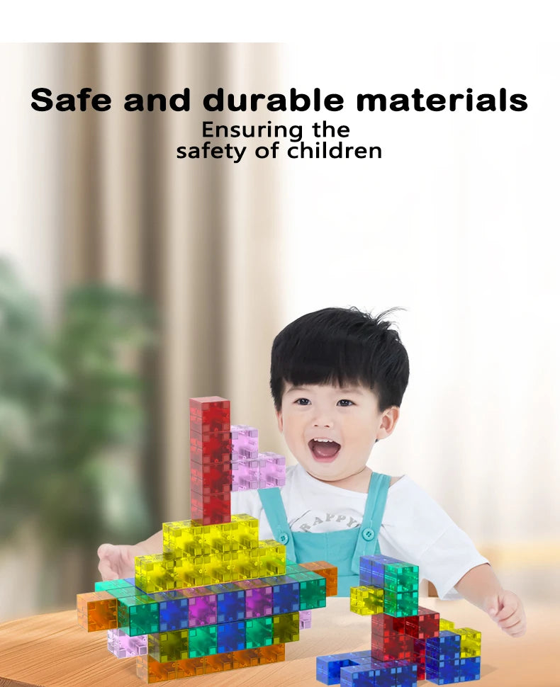 Magnetic Cubes Building Blocks Toys STEM Educational Construction Play Sensory Learning For Toddlers Kids Early Development