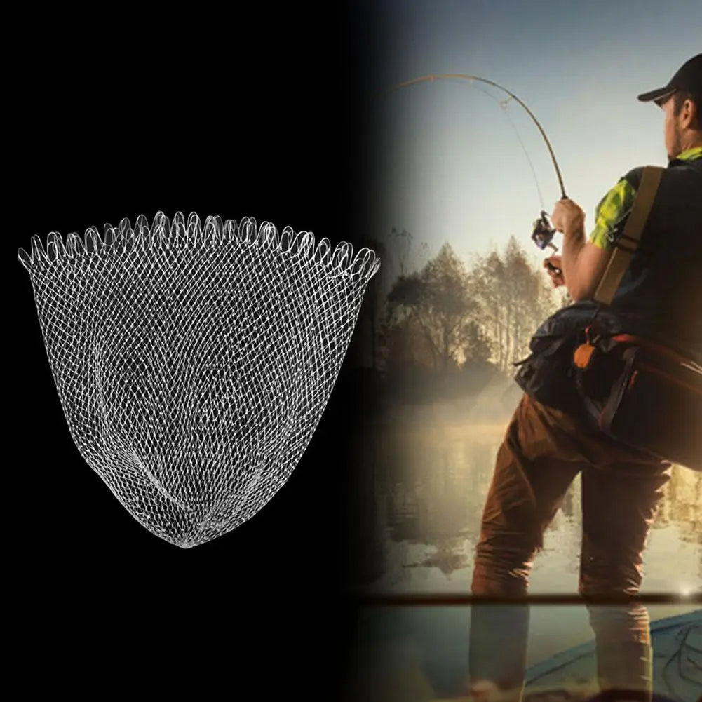 Outdoor 40/50/60/70/80cm Double Line Braided Mesh Fishing Landing Net Fishing Mesh Hole for Bass Trout Catch Luring Accessories