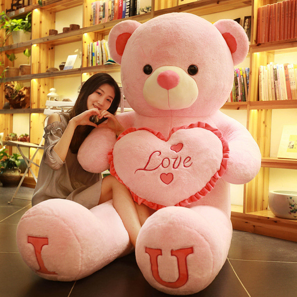 100cm Big I LOVE YOU Bear Plush Toy Lovely Huge Stuffed Soft Bear Doll Lover Bear Kids Toy Birthday Gift For Girlfriends
